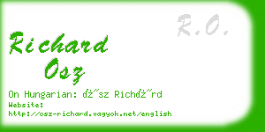 richard osz business card